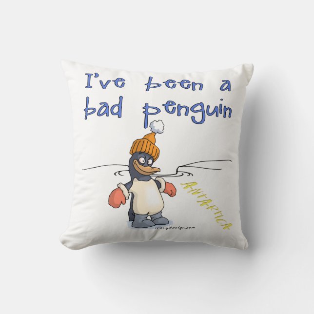 Cojín Decorativo He sido un pingüino malo (Anverso)