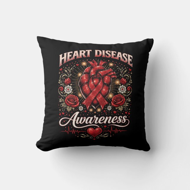 Cojín Decorativo Heart Disease Awareness (Anverso)