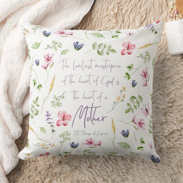 Cojín Decorativo Heart of a Mother pillow with wildflowers (Manta)