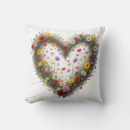 Cojín Decorativo Heart of colorful wildflowers -