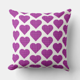 Cojín Decorativo Heart Plaid Pink Purple Black
