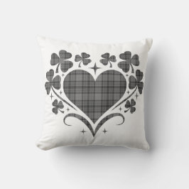 Cojín Decorativo Heart Shamrock Plaid Gray Tartan Clover