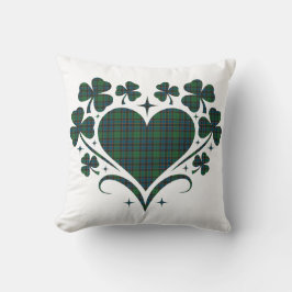 Cojín Decorativo Heart Shamrock Plaid Green Blue Tartan Clover