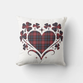 Cojín Decorativo Heart Shamrock Plaid Red Blue Tartan Clover