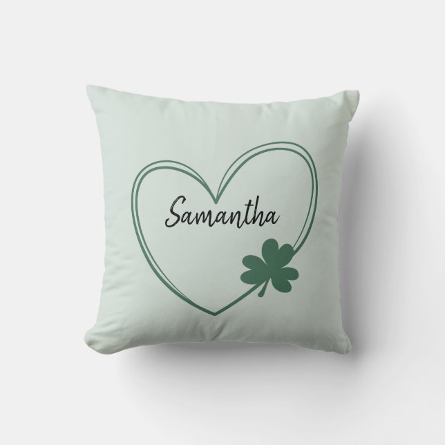 Cojín Decorativo Heart Shamrock St Patrick's Day (Anverso)