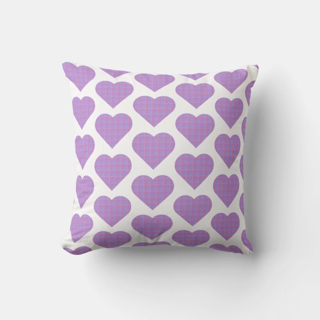 Cojín Decorativo Heart Shape Plaid Pink Purple (Anverso)