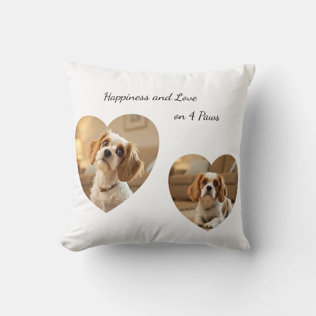 Cojín Decorativo Heart-Shaped Dog Design – “Happiness on Four Paws” (Anverso)