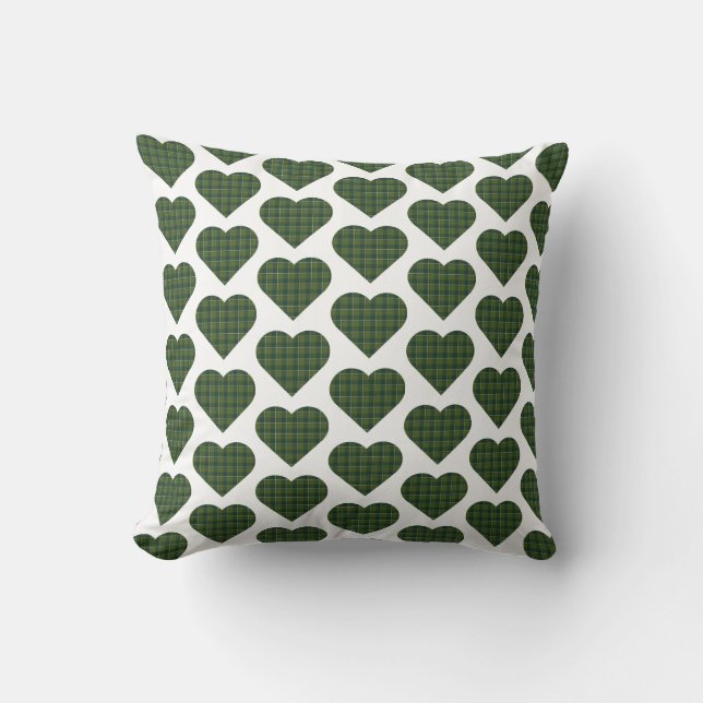 Cojín Decorativo Heart Shaped Plaid Dark Green (Anverso)
