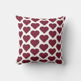 Cojín Decorativo Heart Shaped Plaid Dark Red Burgundy