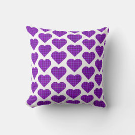 Cojín Decorativo Heart Shaped Plaid Purple Pink Black