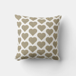 Cojín Decorativo Heart Shaped Plaid Tan Blue White