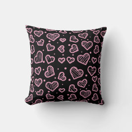 Cojín Decorativo Hearts Seamless Pattern on Black Background