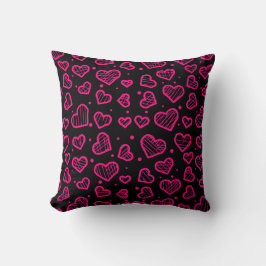 Cojín Decorativo Hearts Seamless Pattern on Black Background