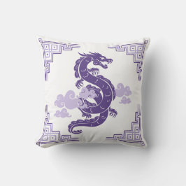 Cojín Decorativo Heather Purple Chinoiserie Dragon y Nubes
