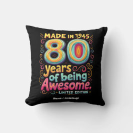 Cojín Decorativo Hecho en 1945, 80 años de ser asombroso