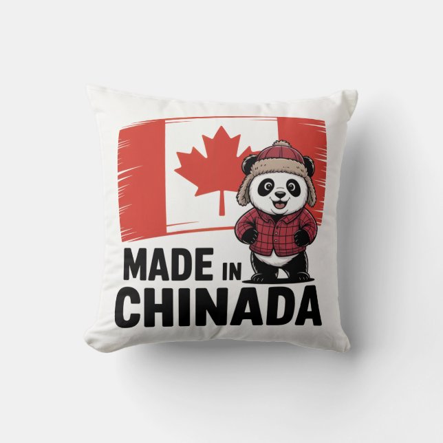Cojín Decorativo Hecho en Chinada Panda - Chino canadiense (Anverso)