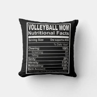 Cojín Decorativo Hechos nutricionales de la madre del voleibol