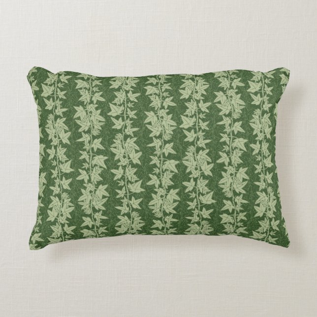 Cojín Decorativo Hedera Ivy Vines - patrón L_D verde botánico. (Anverso)