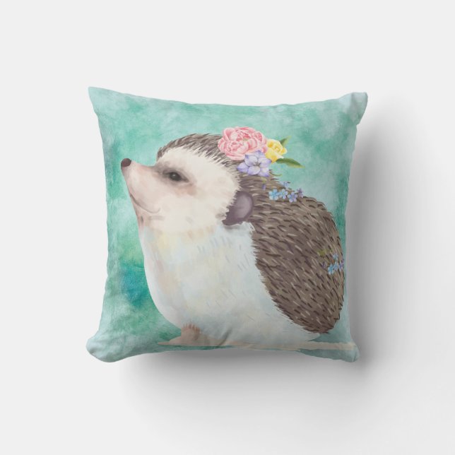 Cojín Decorativo Hedgehog acuarela (Anverso)