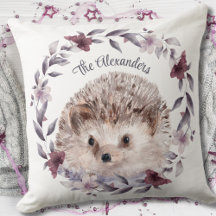 Hedgehog Cute Woodland Watercolor Monogramado Nomb