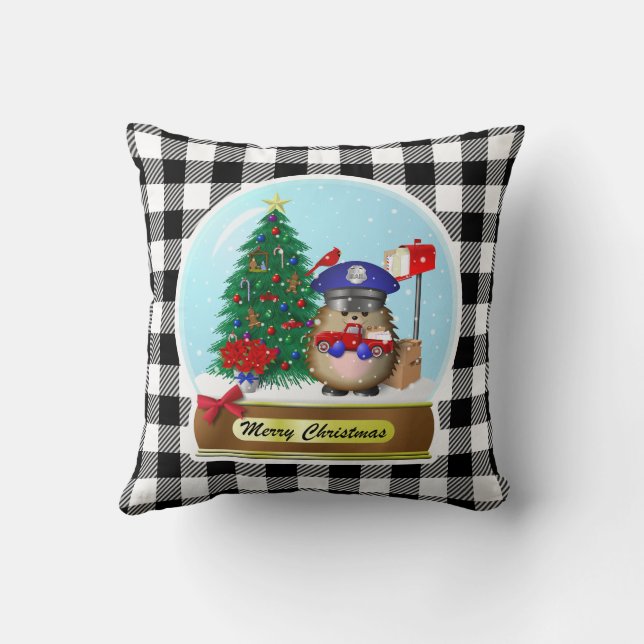 Cojín Decorativo Hedgehog Mail Carrier Snow Globe (Reverso)
