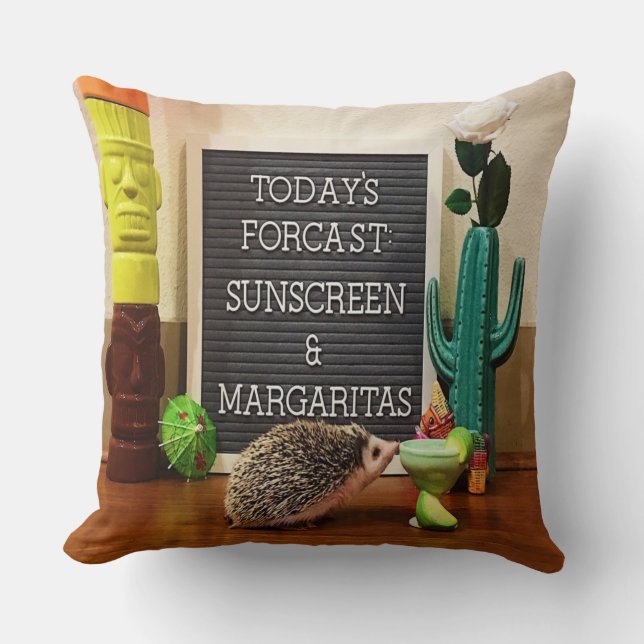 Cojín Decorativo Hedgehog Sunscreen y Margaritas (Anverso)