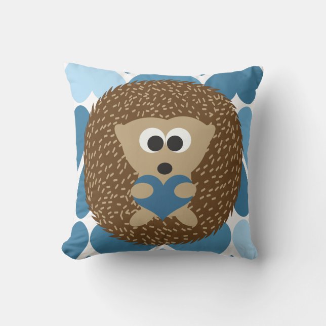 Cojín Decorativo Hedgehog y Corazón Azul (Anverso)