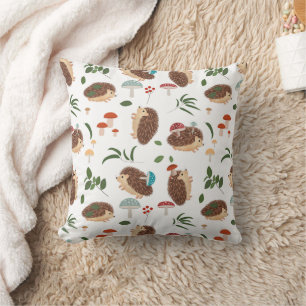 Cojín Decorativo Hedgehogs Lindos Hongos Animales Bosque Niños