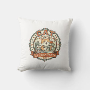 Cojín Decorativo Heladería de gatos Heladería de gatos Gato Vint