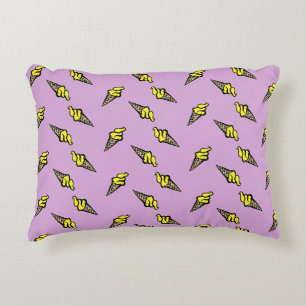 Cojín Decorativo Helado amarillo en púrpura