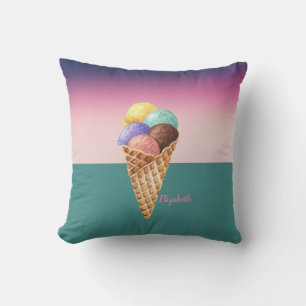 Cojín Decorativo Helado de acuarela colorido genial
