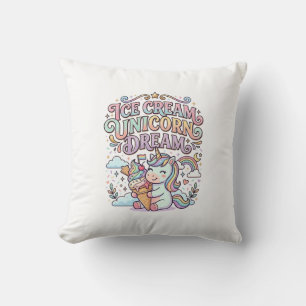 Cojín Decorativo Helado de Unicornio Sueño de Unicornio Tipografía