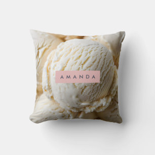 Cojín Decorativo Helado de Vainilla Cremoso Personalizado