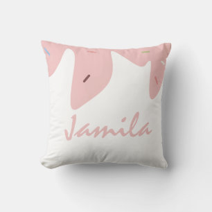Cojín Decorativo Helado De Verano Goteando Purpurina Rosa Nombre 