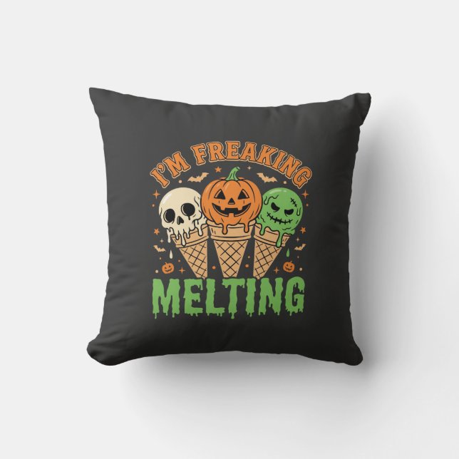 Cojín Decorativo Helado Derritiéndose de Halloween (Anverso)