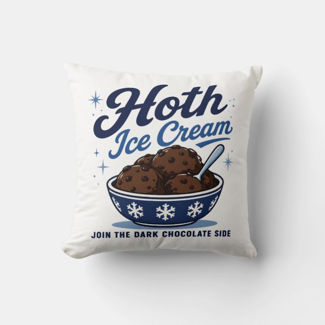 Cojín Decorativo Helado Hoth Chocolate Oscuro Divertido (Anverso)