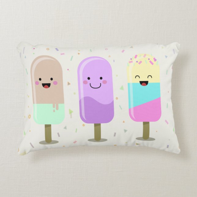 Cojín Decorativo Helados Felices Barras Sonrientes y Bicicletas (Anverso)