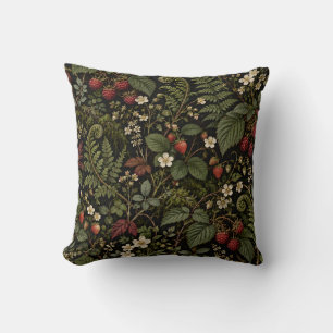 Cojín Decorativo Helecho Botánico de Frutas Silvestres Oscuras