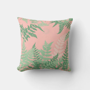 Cojín Decorativo Helecho de hoja rosa sonrojado verde botánico mode