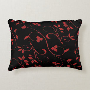 Cojín Decorativo Helecho decorativo impresionante rojo y negro