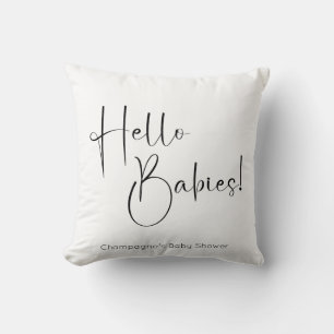Cojín Decorativo Hello Babies Modern Script Baby Shower
