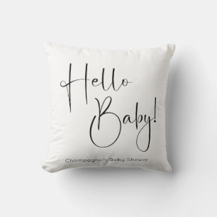 Cojín Decorativo Hello Baby Modern Script Baby Shower