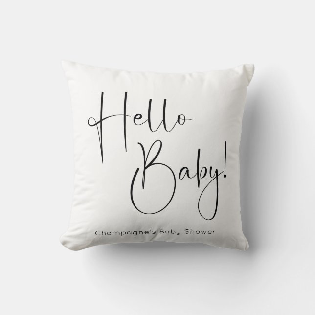 Cojín Decorativo Hello Baby Modern Script Baby Shower (Anverso)