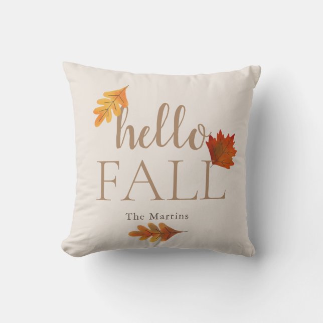 Cojín Decorativo Hello Fall Autumn Leaves Beige (Anverso)