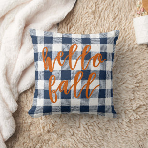 Cojín Decorativo Hello Fall Navy Buffalo Plaid