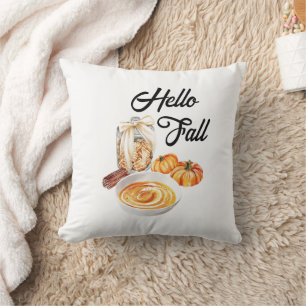 Cojín Decorativo Hello Fall Pumpkin Farmhouse Cute Otoño Decoración