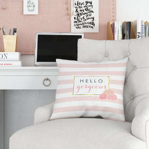 Cojín Decorativo Hello Gorgeous Pink Stripe & Blush Peony Floral