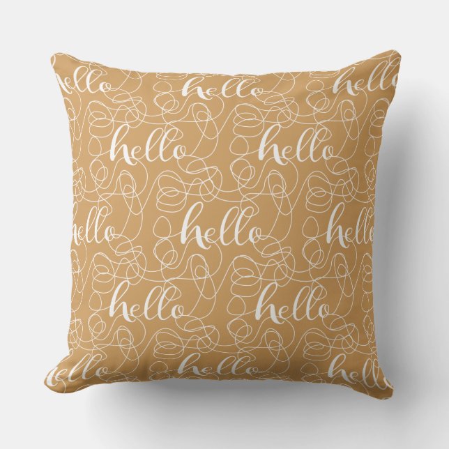 Cojín Decorativo HELLO patrón blanco transparente con LINES (Anverso)