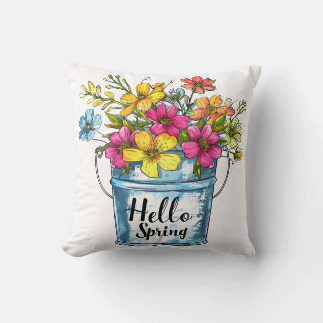 Cojín Decorativo Hello Spring Floral Bucket (Anverso)