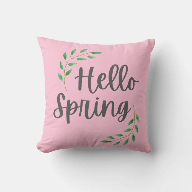 Cojín Decorativo Hello Spring Floral Pastel Springtime Decor (Anverso)